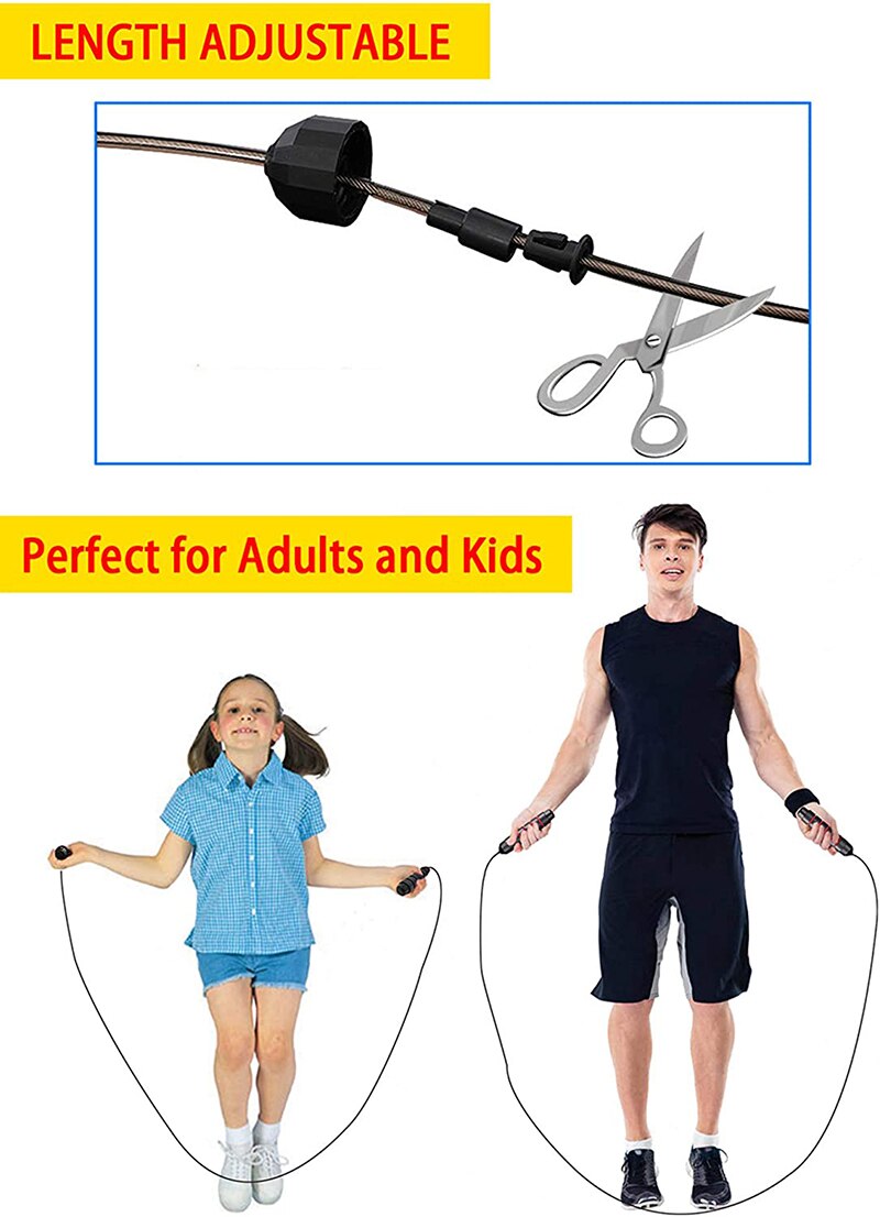 Adjustable Ball Bearings Jump Rope with Carry Bag. Speed Skipping, Crossfit Fitness and speed skipping.