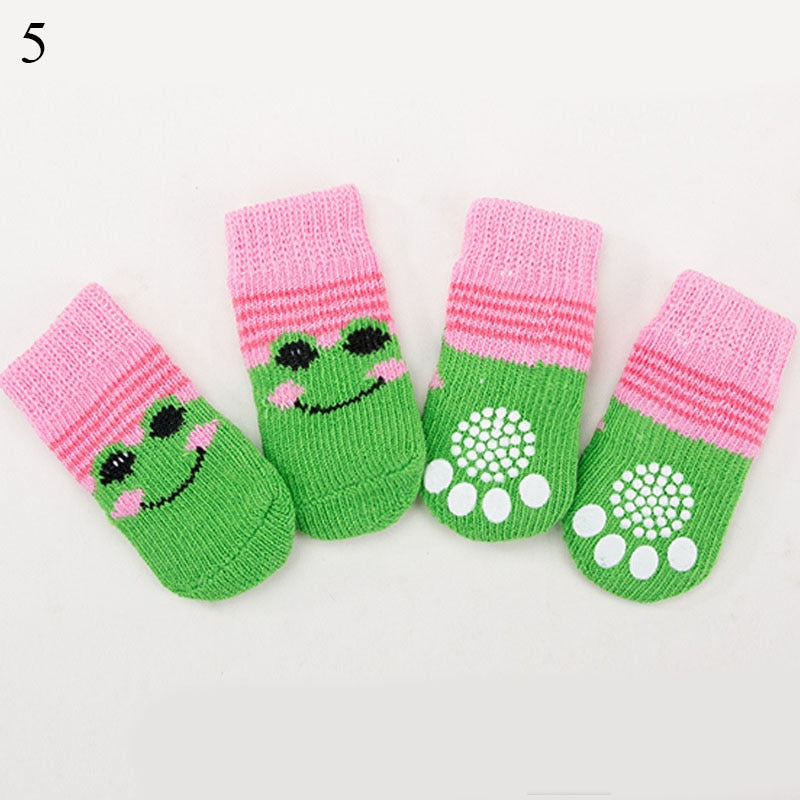 4pcs Anti Slip knitted Socks For Small to Medium Dogs.