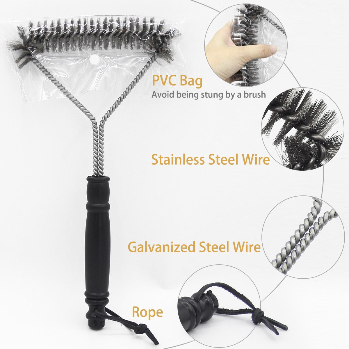 Stainless Steel BBQ Bristle Cleaning Brush.