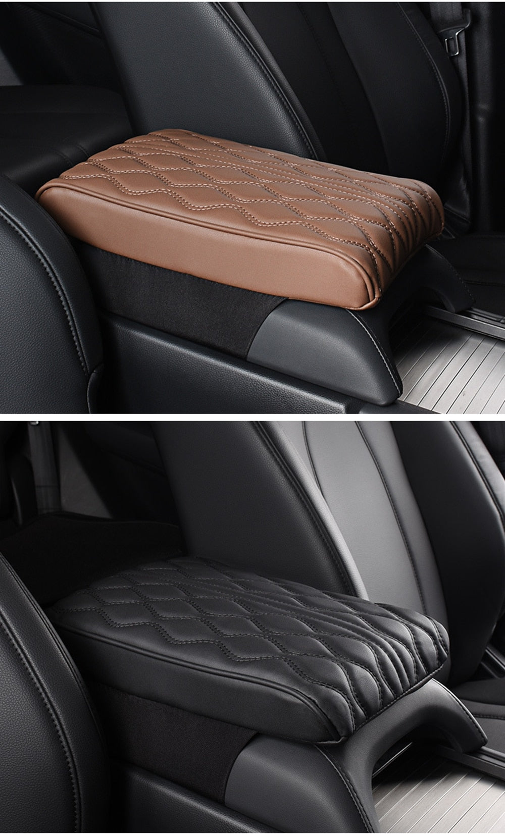 Leather Console Arm Rest Protection Cushion With Wave Embroidery For Your Car.
