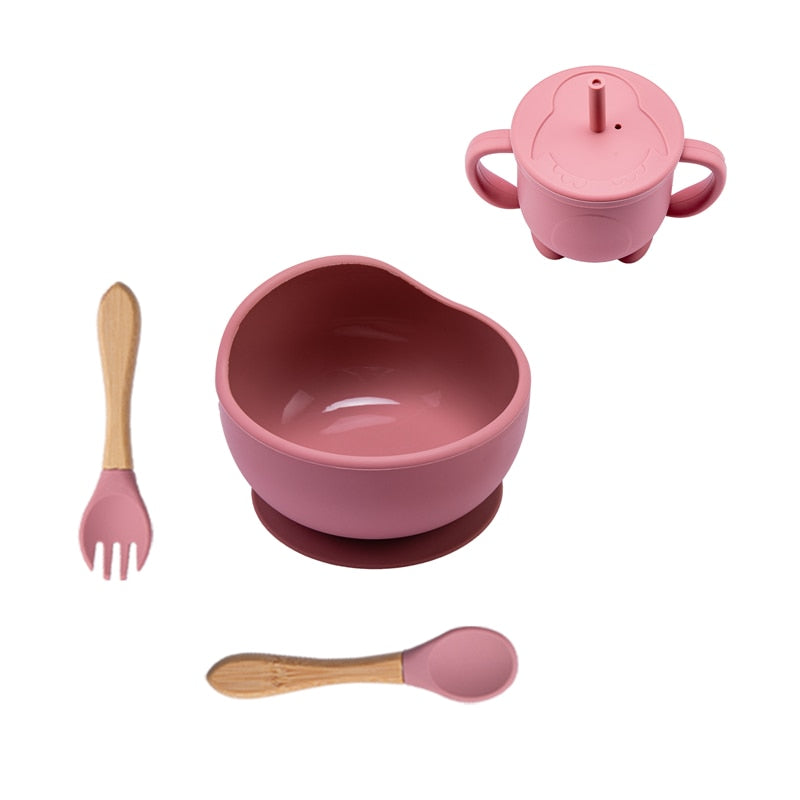 Babies Silicone Bowl, Fork, Spoon, OR Cup and Straw With Suction Cup.