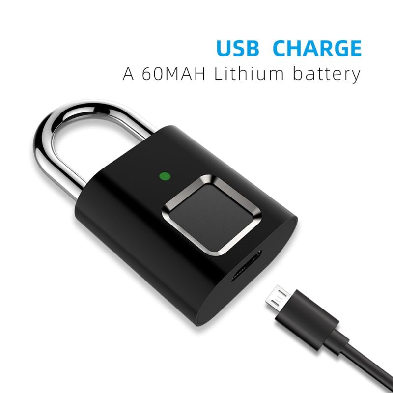 Mini & Smart Biometric USB Rechargeable Thumbprint Padlocks For Quick Keyless Entry.