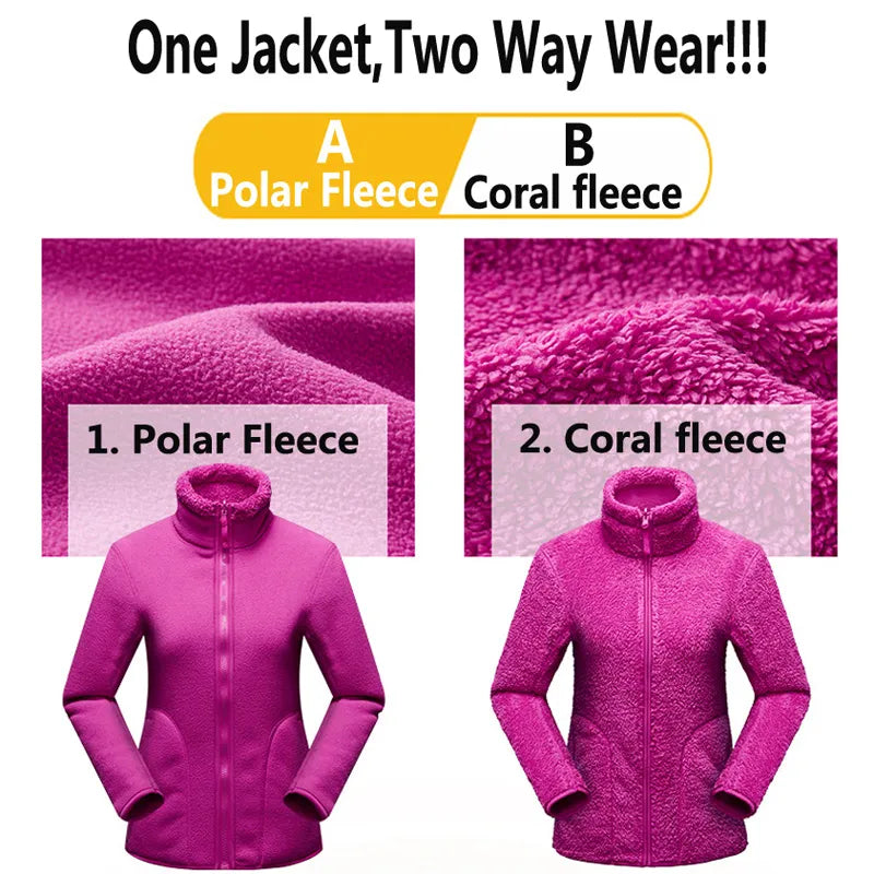 Women's Warm Reversible Polar Coats.
