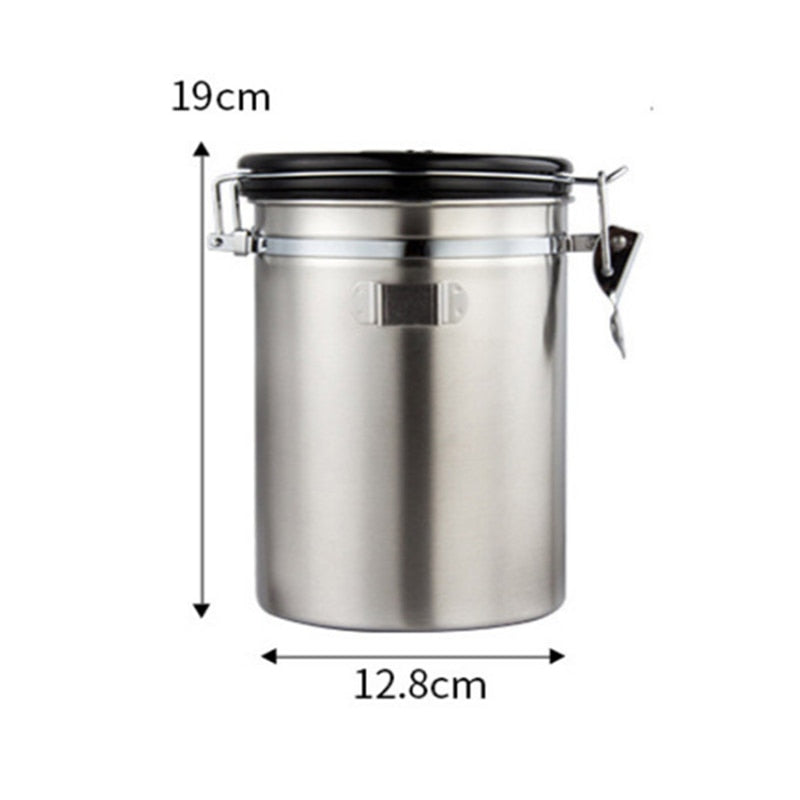 Stainless Steel Sealed Storage Jar. Moisture-proof to store Coffee Beans, Milk Powder, OR Grains.