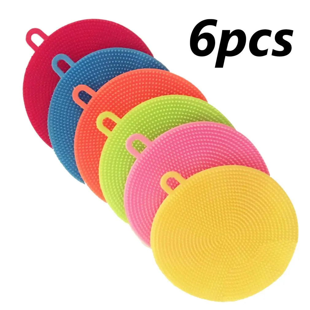 6Pcs Silicone Scouring Dish Washing Cleaning Pads