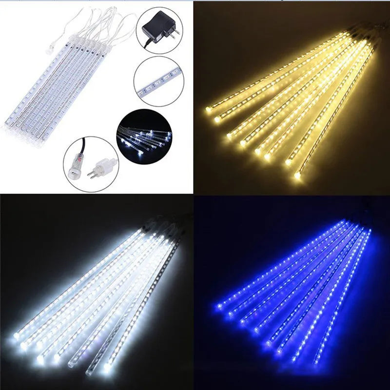 Christmas LED 30cm Or 50cm Meteor Shower Color Lights, 8 Per String