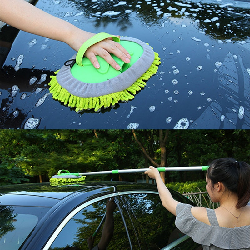 2 in 1 Auto/Home Cleaning Chenille Mop With Telescoping Long Handle