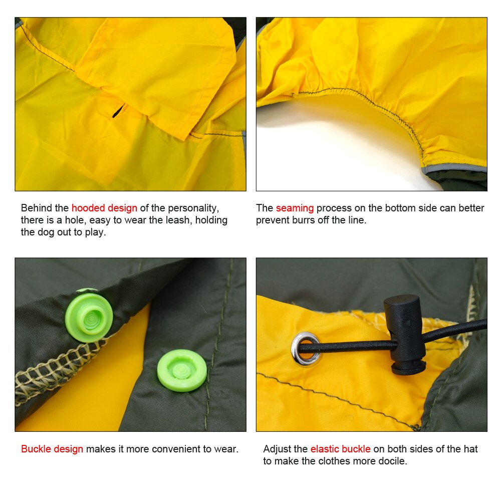 Dog S-2XL Reflective Raincoat.
