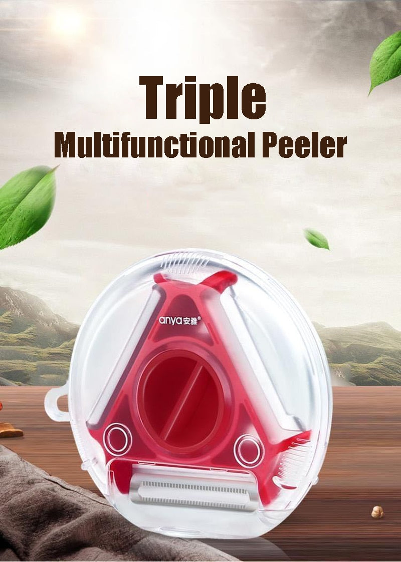 Trio Stainless Steel Blade Peeler/Slicer And Shredder.