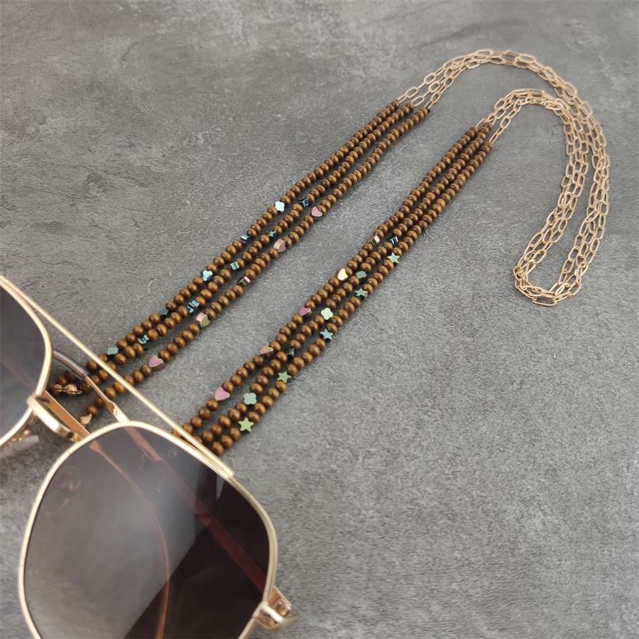 Boho Wood Bead Chains with Silver Metal Balls For Eyeglasses/Sunglasses.
