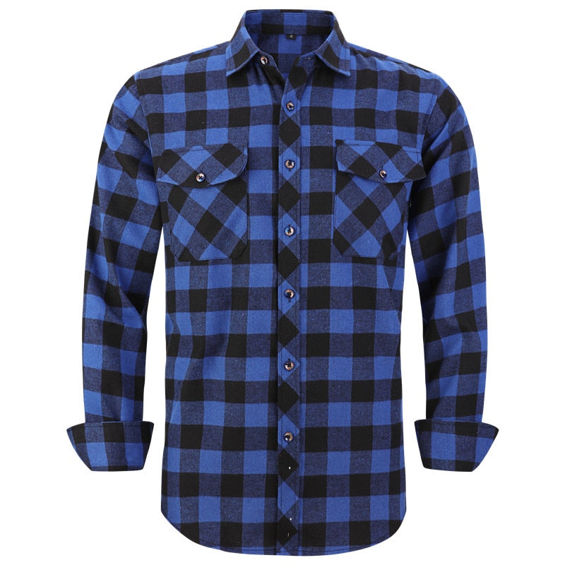 Men's Plaid Flannel Casual Long-Sleeved Shirt. Sizes For (USA SIZE S M L XL 2XL)