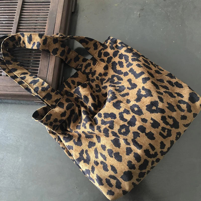 Corduroy Cotton Large Shoulder Shopping Totes