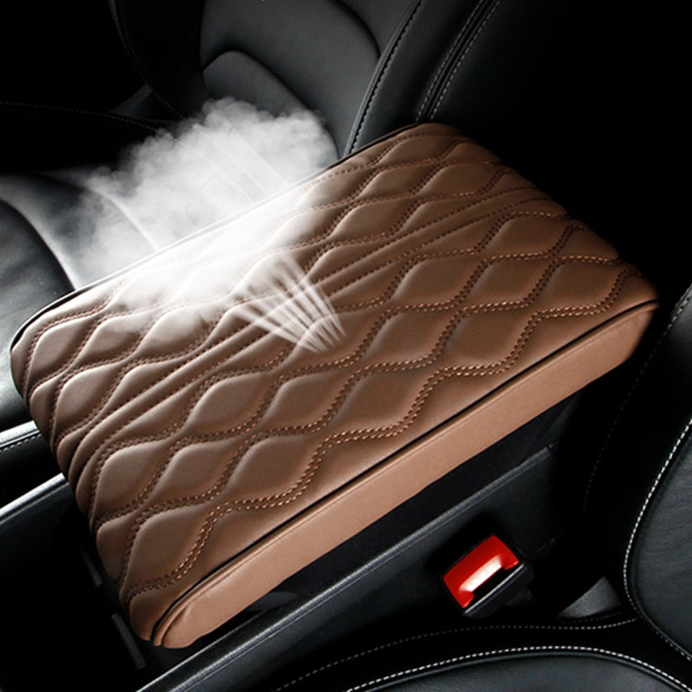 Leather Console Arm Rest Protection Cushion With Wave Embroidery For Your Car.