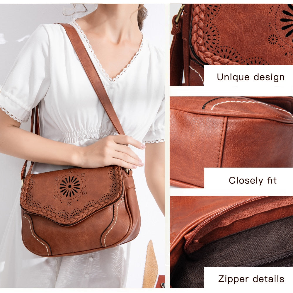 Annmouler Ladies leather crossbody handbag.