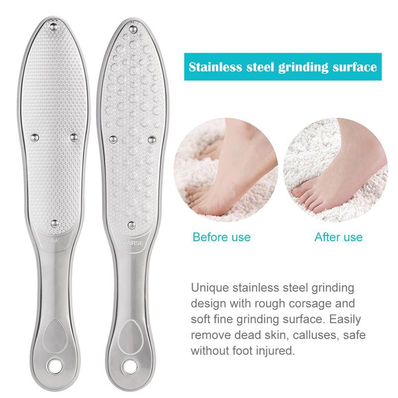 Stainless steel pedicure file. Removes callus and exfoliates your feet.