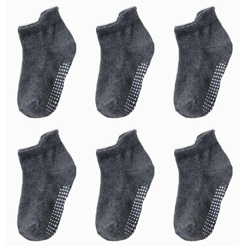 6 Pairs/lot 0 to 6 Yrs Cotton Children's Anti-slip Socks With Rubber Grips.