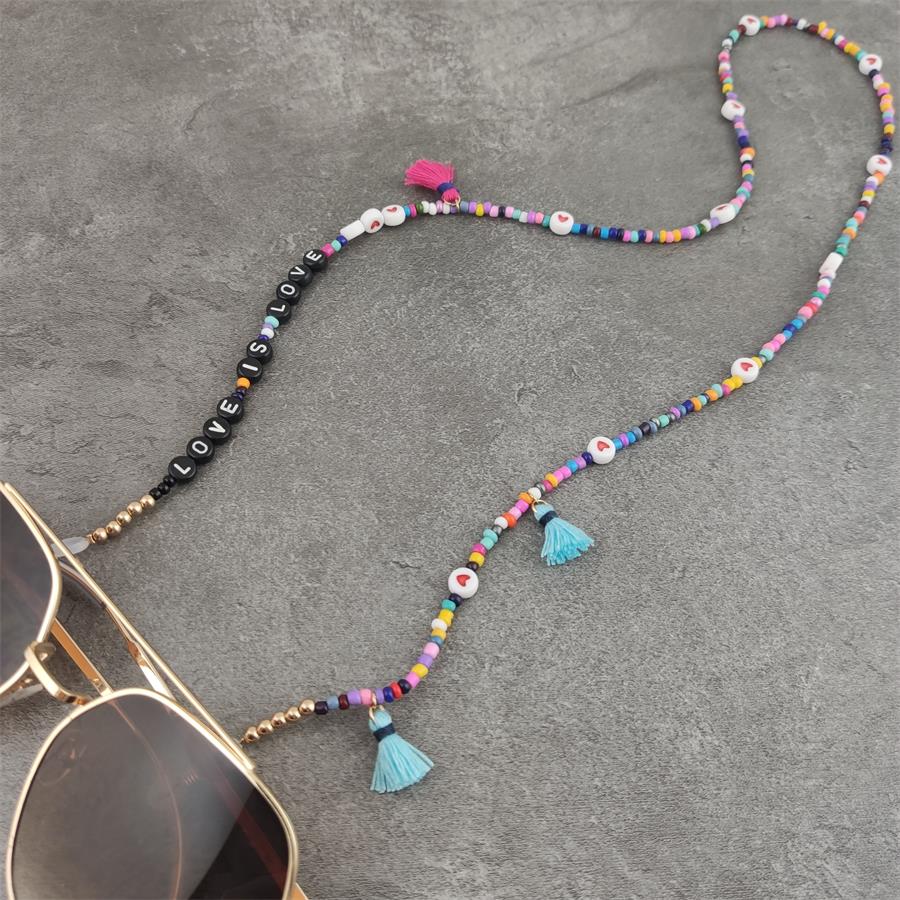 Boho Wood Bead Chains with Silver Metal Balls For Eyeglasses/Sunglasses.