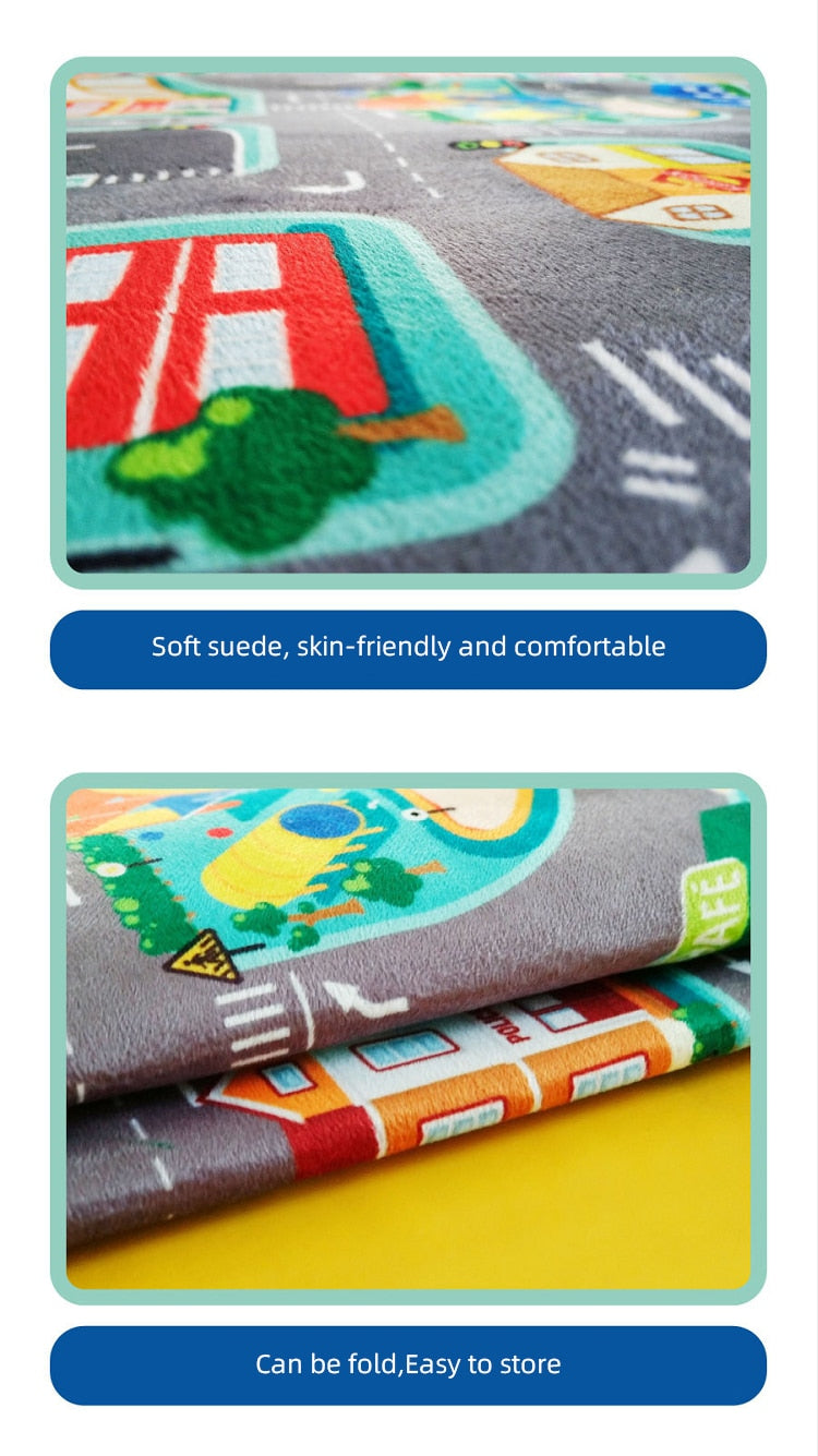 LED Anti-slip Kids Play Floor Mat. Pictures of Roads so Children Can Play Cars.