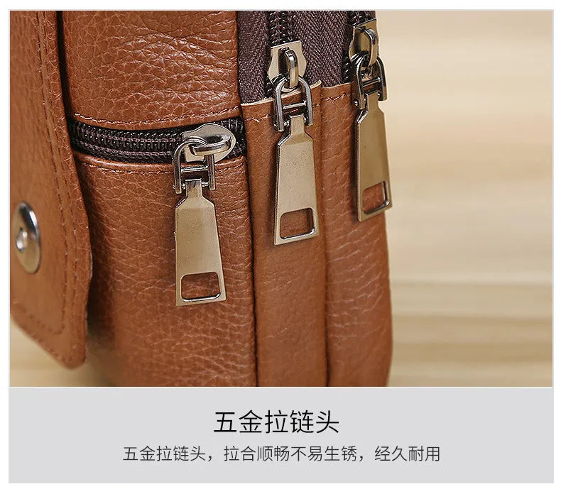 Men Leather Waist Belt Bag.
