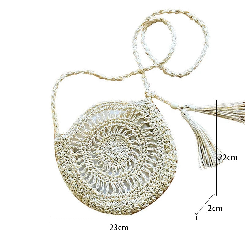 Women's Crossbody Straw Bag With Tassel