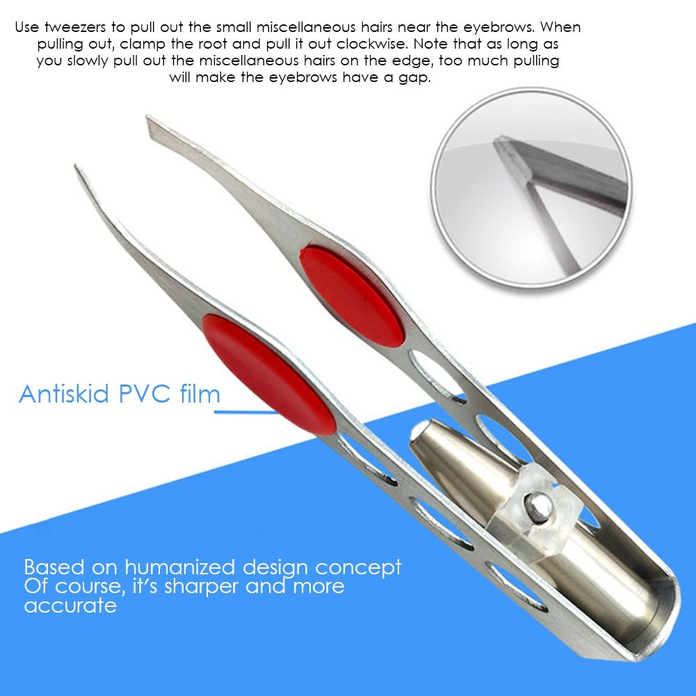 1pc Stainless Steel LED eyebrow tweezer.