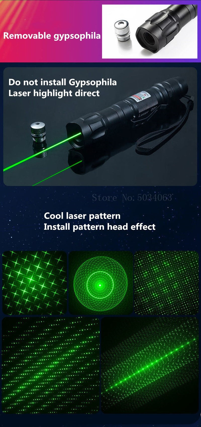 High Power Green laser pointer. Laser Pen 532nm 500 to 10000 meters. Range 009