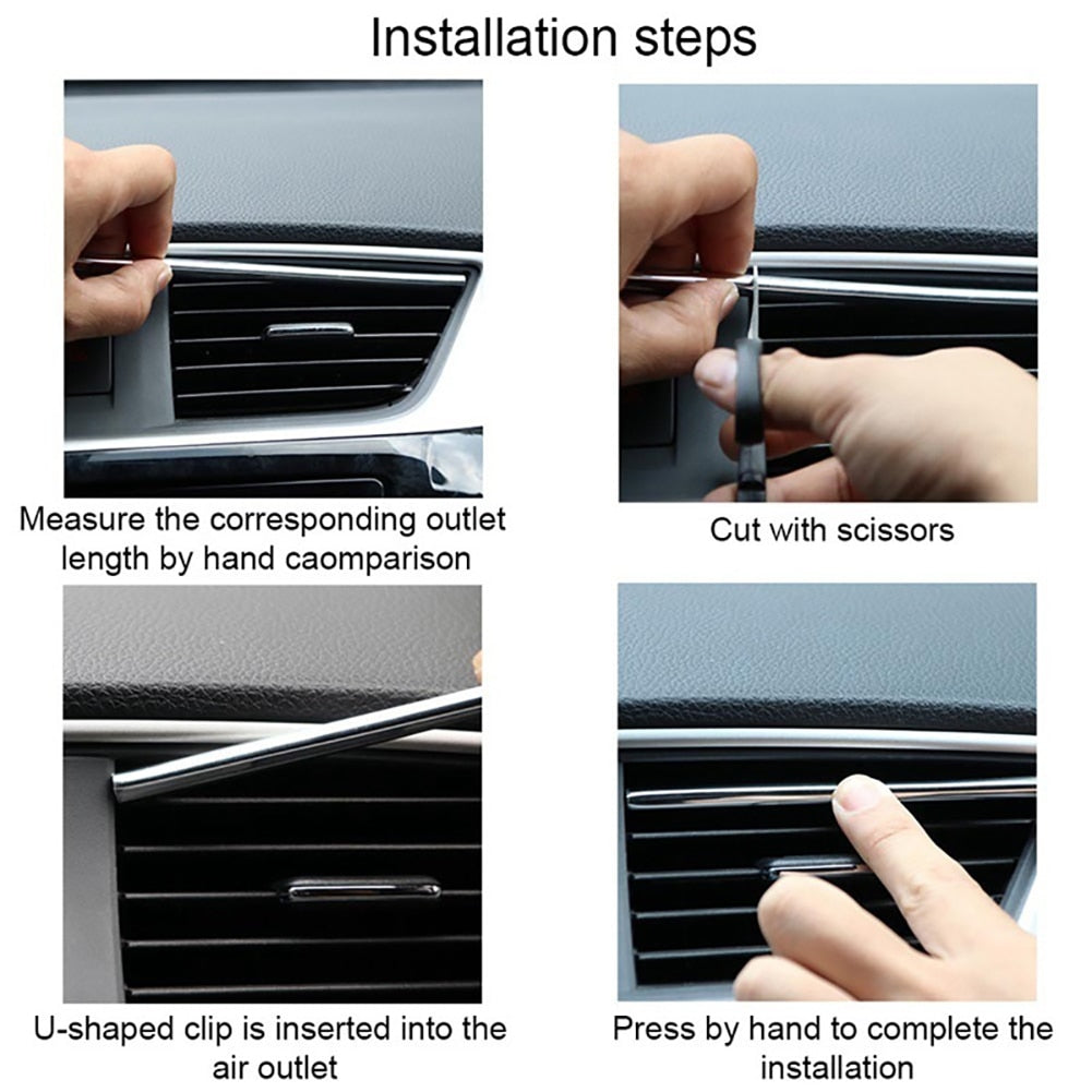 10Pcs- 20cm Universal Car Decorative U Shape Vent Moulding Trim.