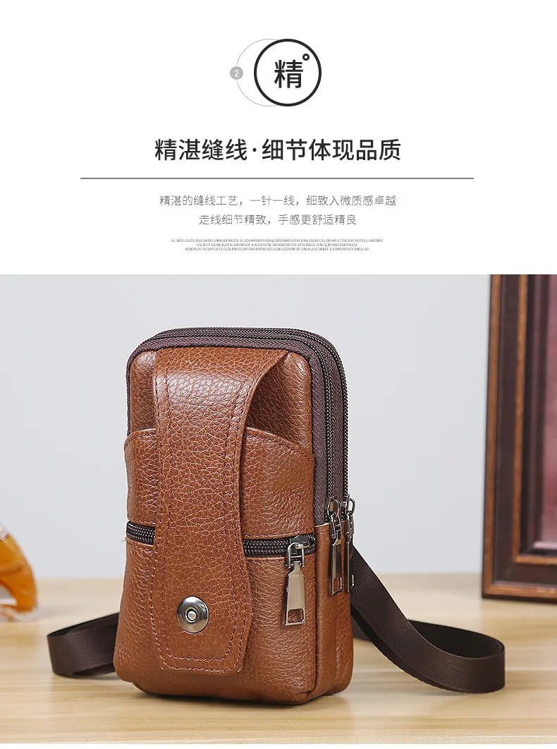 Men Leather Waist Belt Bag.