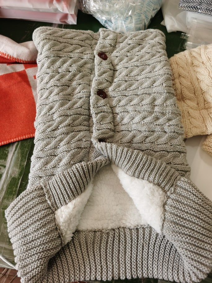 Baby Wool  Button Up Sleeping Bag, Cozy for Autumn Weather in strollers.