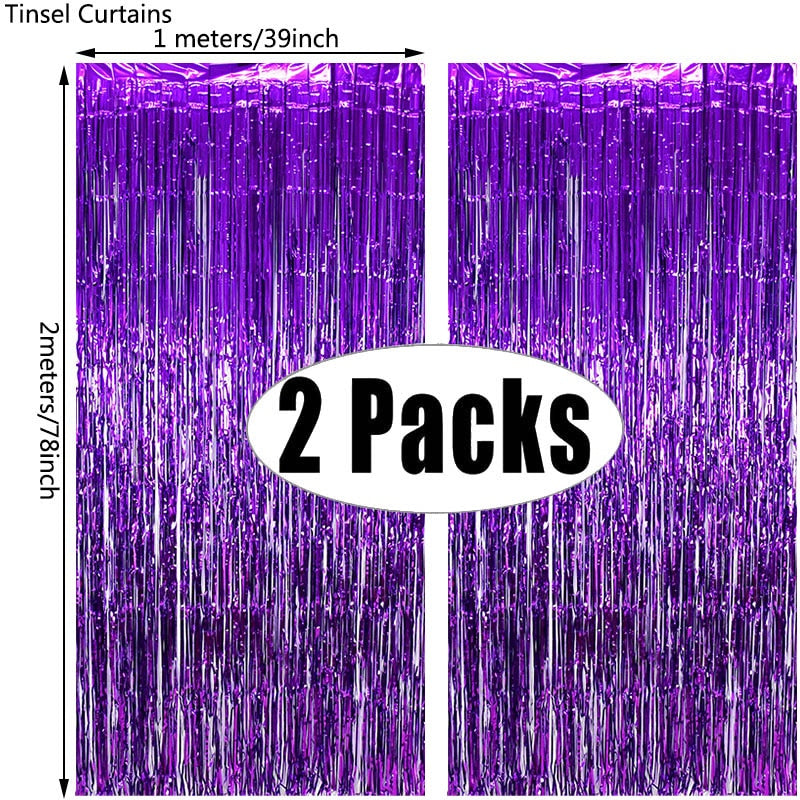 2Pack Party Metallic Foil Backdrop Curtain Decoration.  Great For Weddings, Birthdays or Showers.