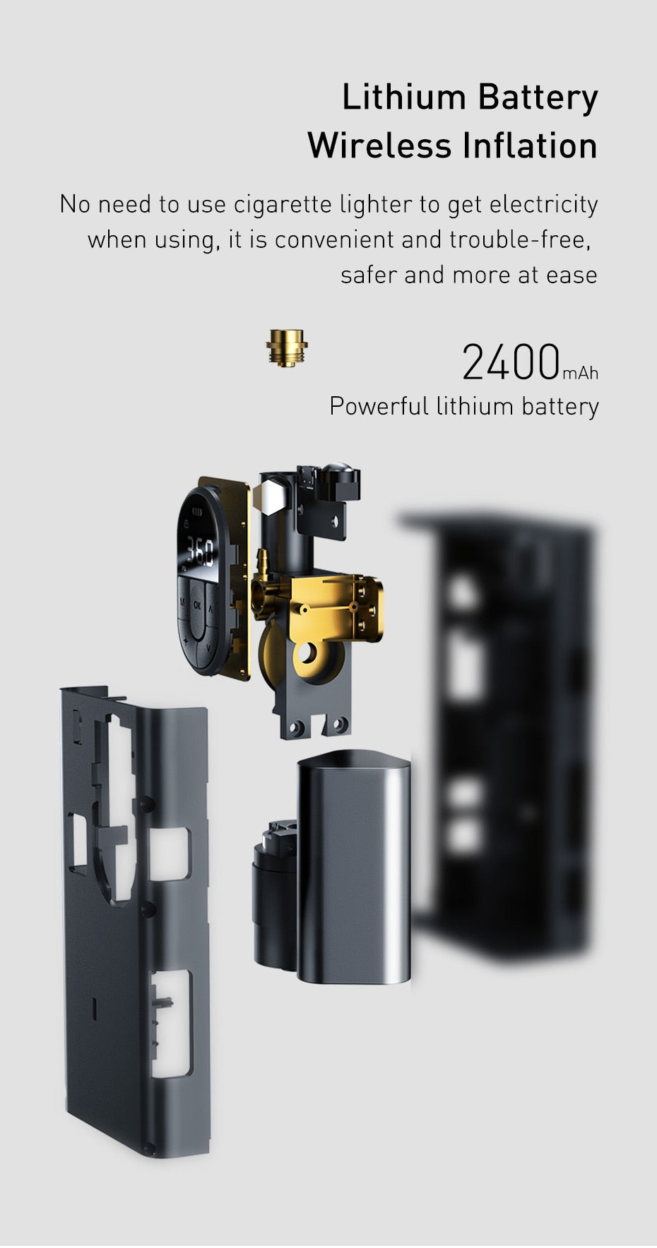 Baseus Wireless Electric Car Inflator Pump. Great for Bicycles Car and Motorcycles.