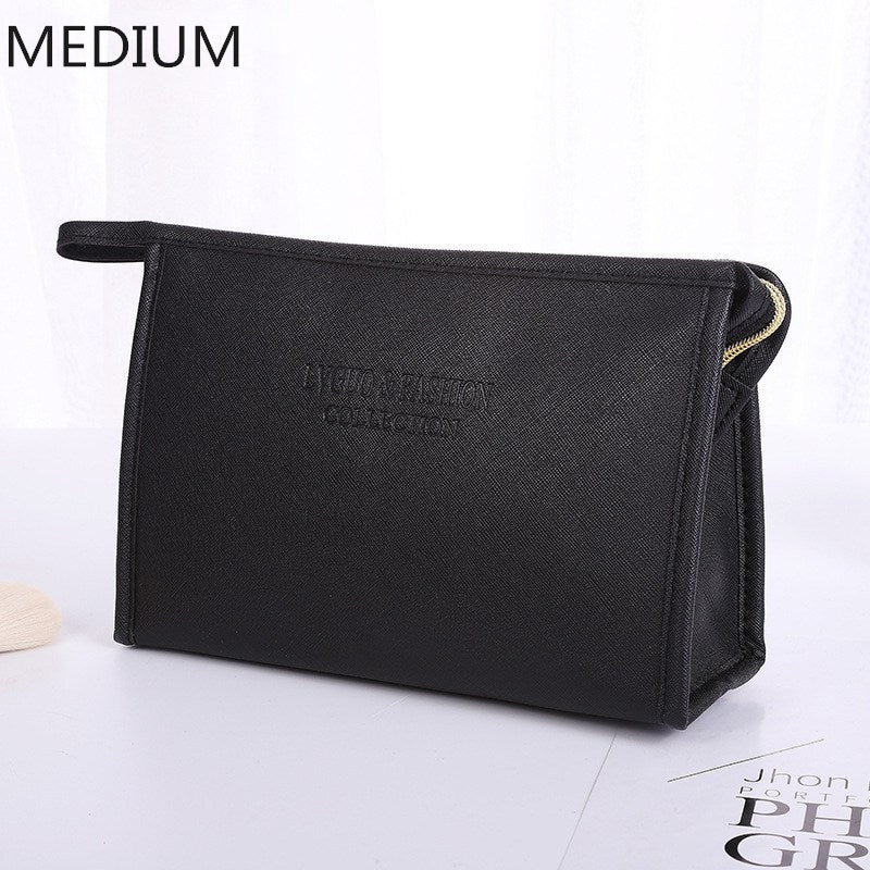 PURDORED 1 Pc women's Leather cosmetic Bag. Leather Waterproof Zipper Make Up organizer.