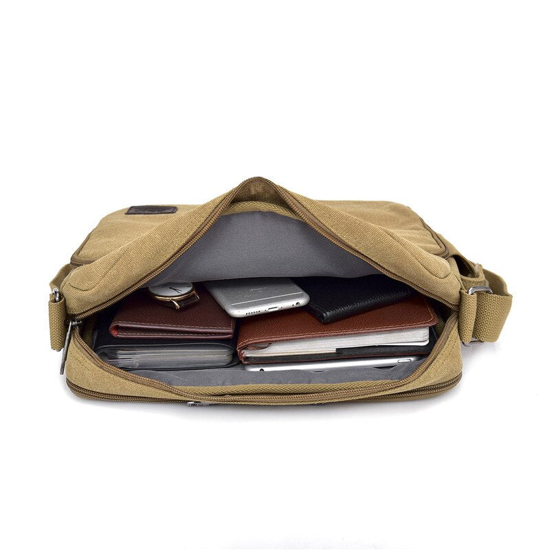 Men's and Women's Canvas Multifunction Crossbody Casual Bolsa Top-handle Shoulder Bag.