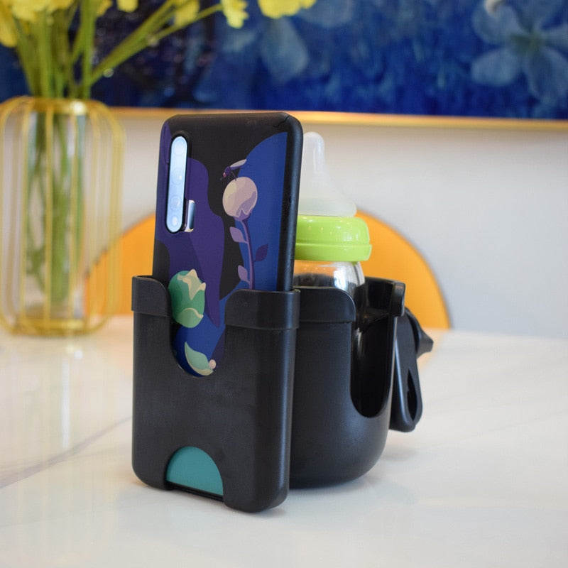 Baby Stroller mobile phone and drink holder.