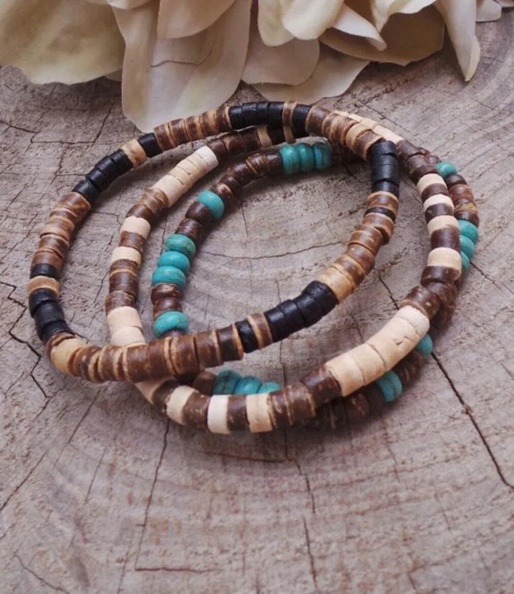 Men's Beaded Stretch Boho Bracelets.
