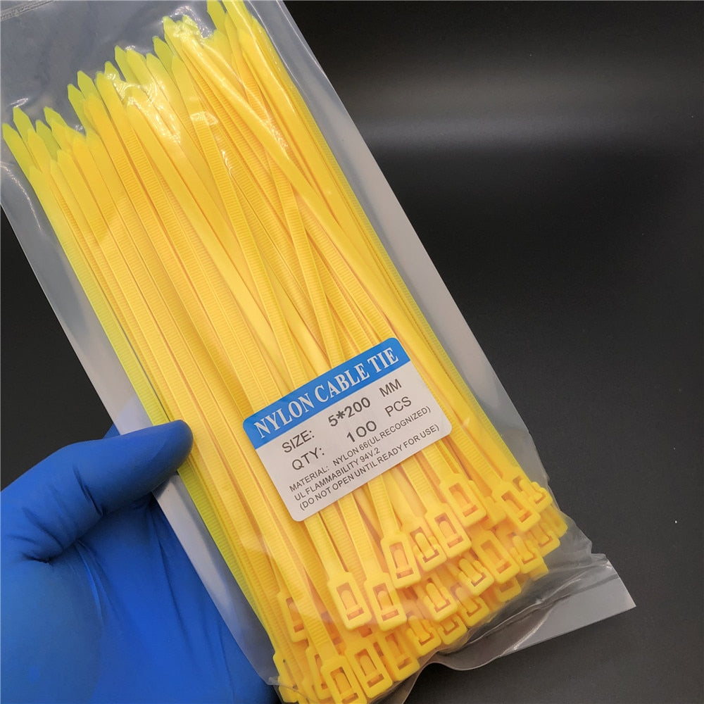 100pcs Colored 200mm Nylon Self-locking Reusable  Zip Ties.