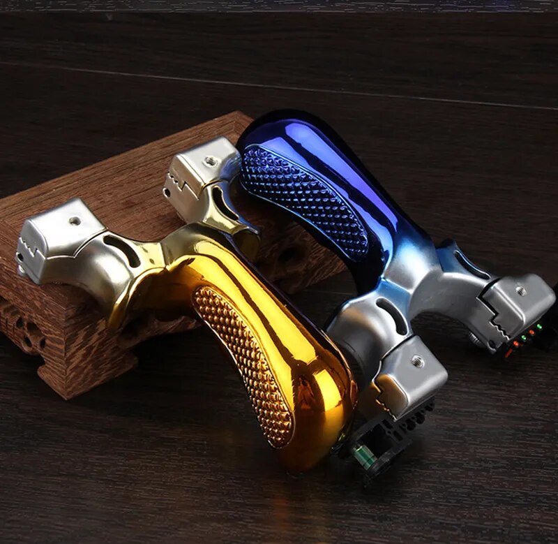 Laser Aiming Anti Slip Gradient Blue Slingshot.