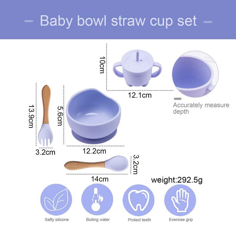 Babies Silicone Bowl, Fork, Spoon, OR Cup and Straw With Suction Cup.
