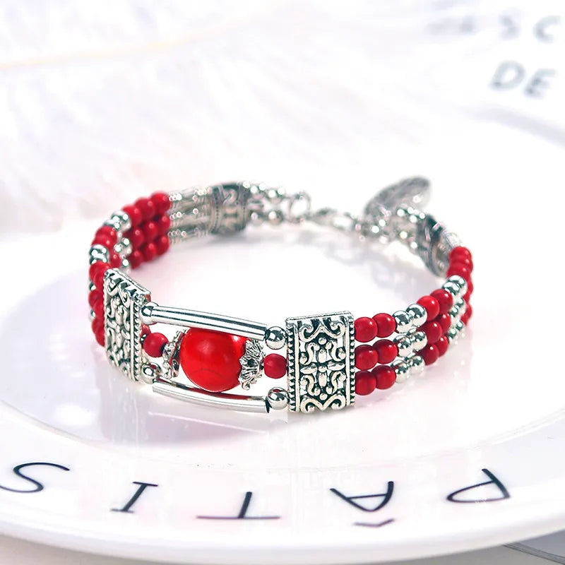 Vintage Natural Stone Bohemian Bracelet For Women.