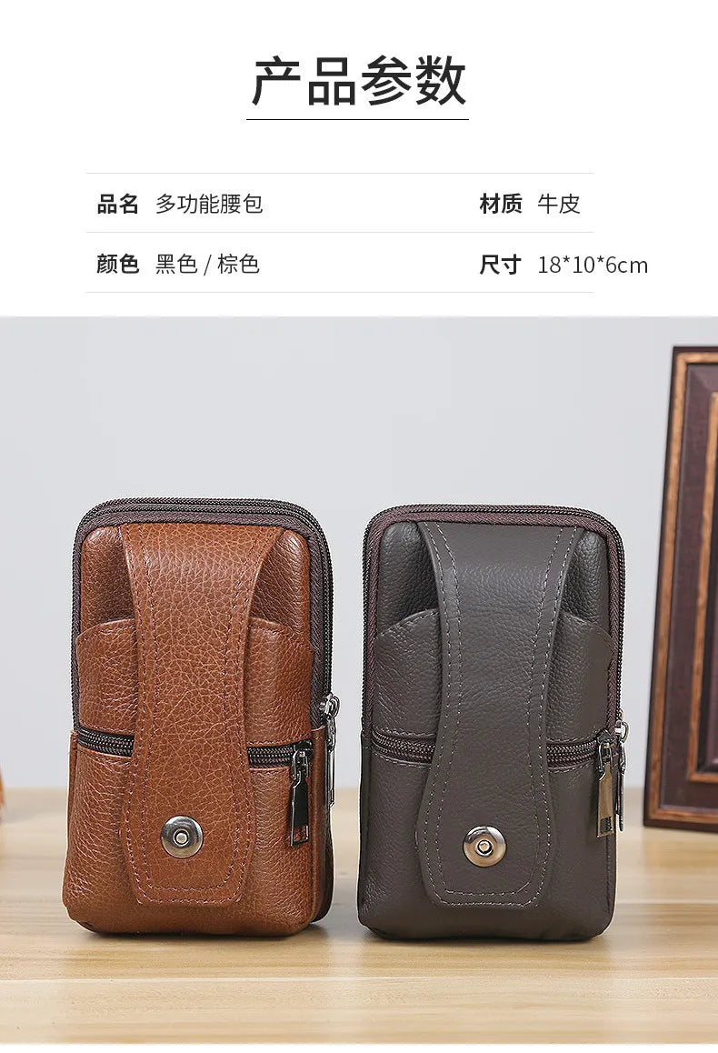 Men Leather Waist Belt Bag.