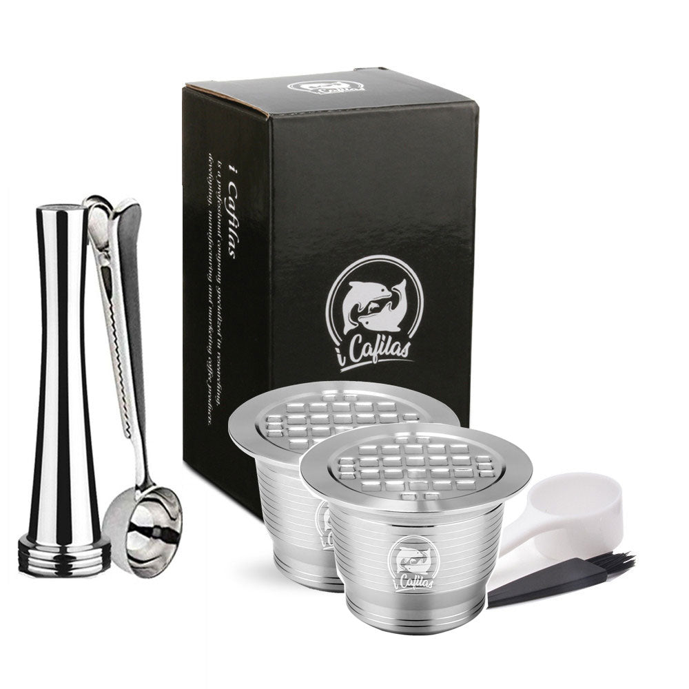 ICafilas Stainless Steel, Reusable Coffee Filter With Tamper for Nespresso Machines.