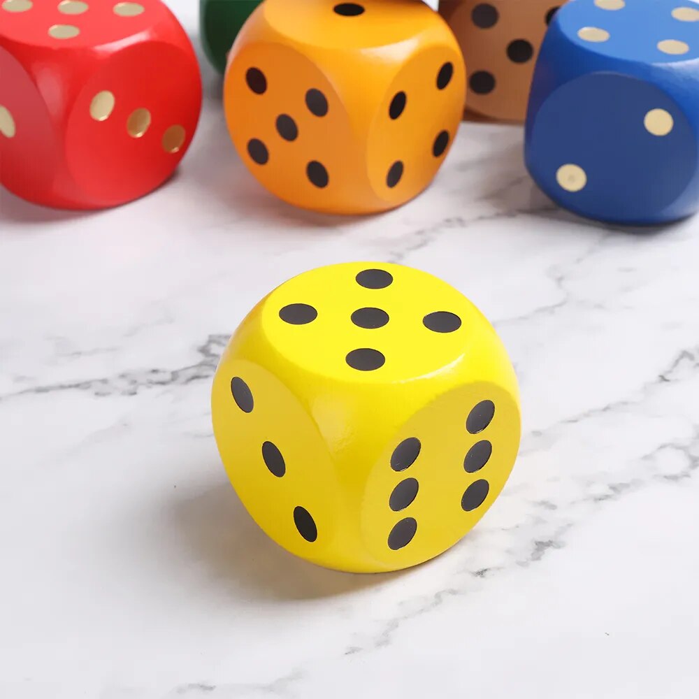 1PC 5cm Wooden,6-Sided Rounded Corners, Colorful Dice.