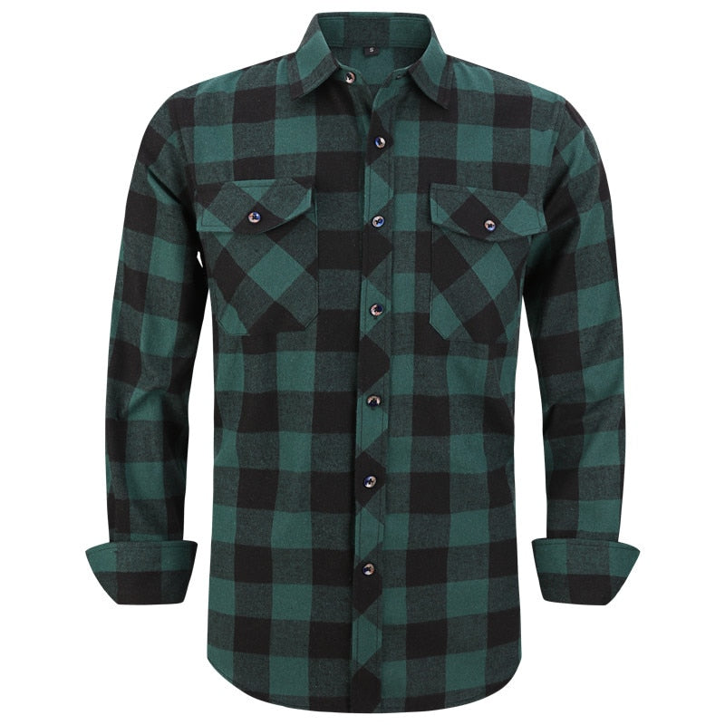 Men's Plaid Flannel Casual Long-Sleeved Shirt. Sizes For (USA SIZE S M L XL 2XL)