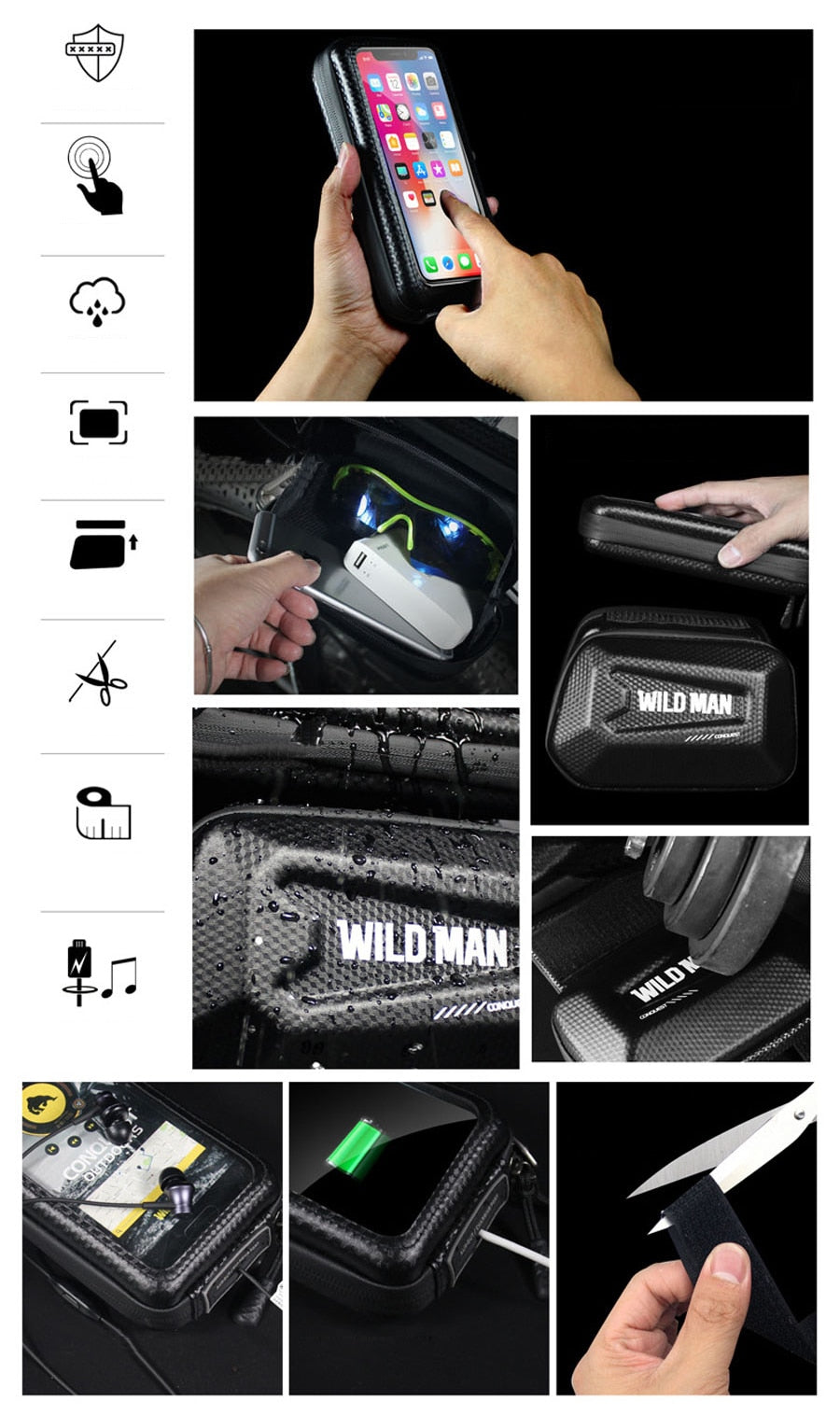 WILD MAN waterproof, touchscreen 6.6 inch phonecase.