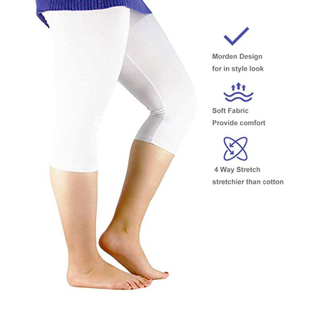 Women's High Stretch Capri Style Casual Bamboo Fiber Leggings. Come in Plus Sizes.