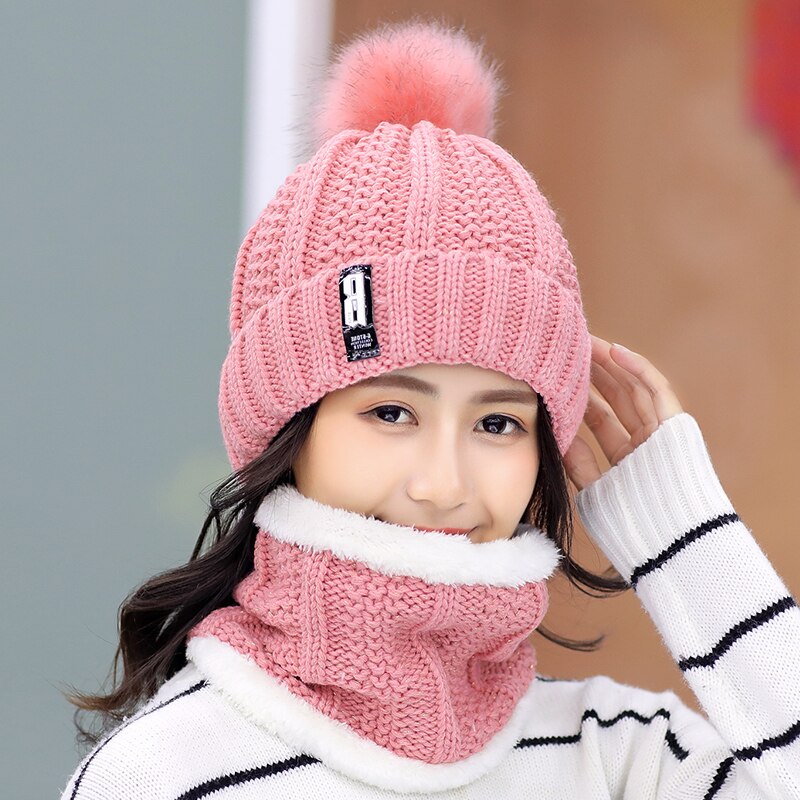 Women Wool Knitted Ski Hat. Warm, thick scarf to protect you from winter winds.