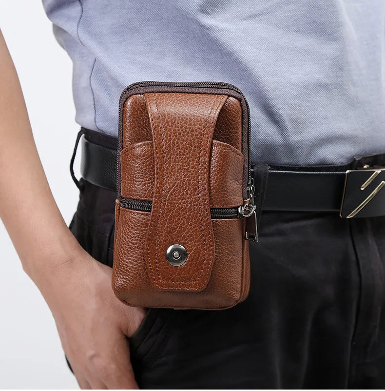 Men Leather Waist Belt Bag.