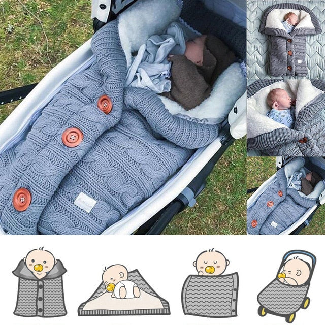 Baby Wool  Button Up Sleeping Bag, Cozy for Autumn Weather in strollers.