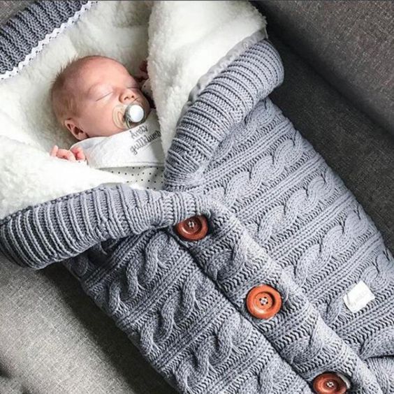 Baby Wool  Button Up Sleeping Bag, Cozy for Autumn Weather in strollers.