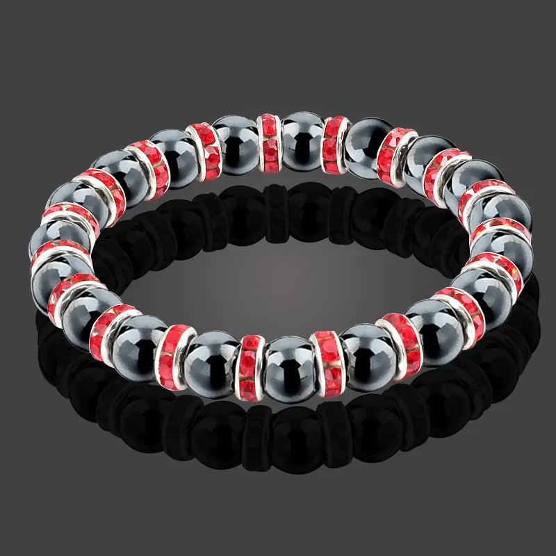 Men And Women's Natural Hematite Stretch Non-Magnetic Bead Bracelets.